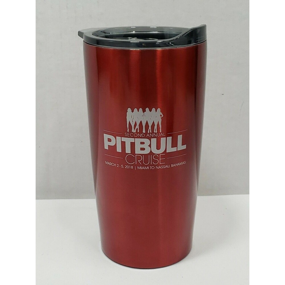 PITBULL SECOND ANNUAL CRUISE MARCH 2-5 2018 STAINLESS STEEL TUMBLER 20 oz RED